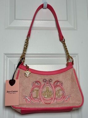 Juicy Couture Pink Embroidered Shoulder Handbag